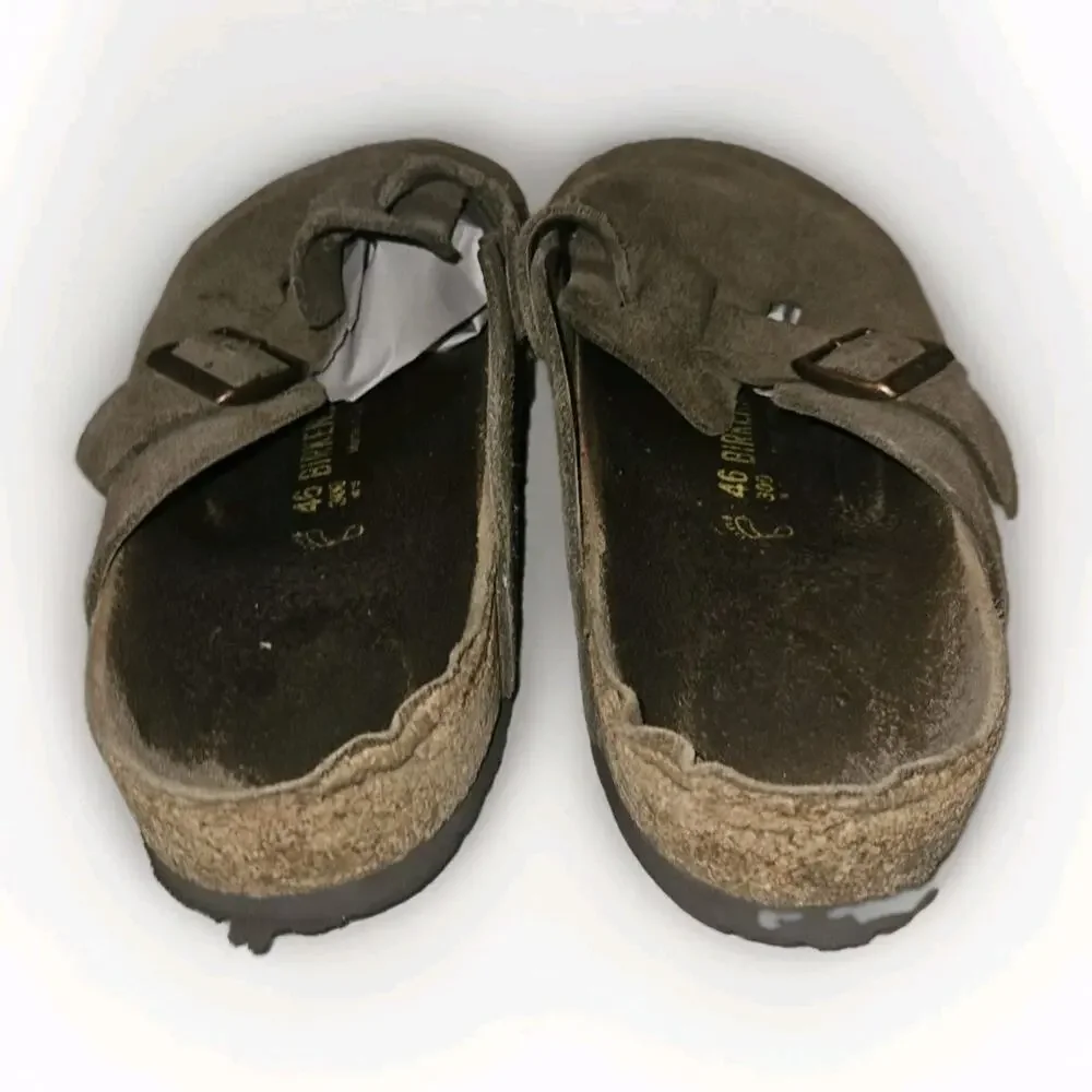Birkenstock Boston Taupe Suede Leather Soft Footbed Clog Shoes Size 46 (13 US)